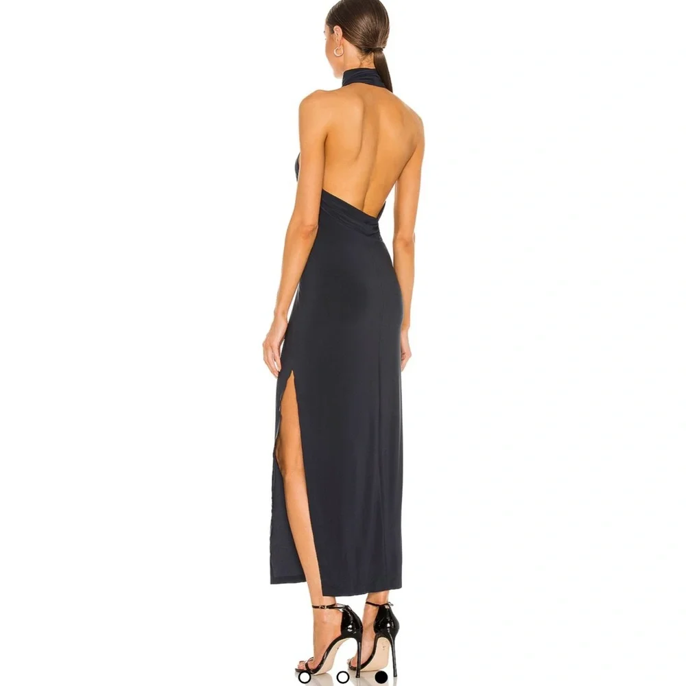 Norma Kamali halter turtle side slit dress - Picture 2 of 10